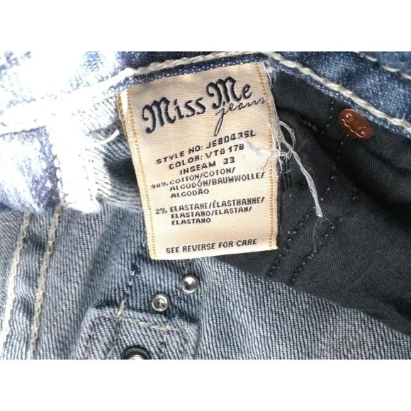Miss Me Jeans Womens Size 27 JE80435L Skinny Rhinestone Stretch Cross 28x29 - Picture 5 of 6